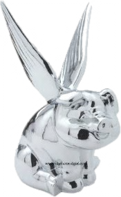 Sitting Pig with Wings Hood Ornament