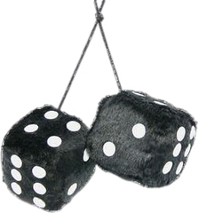 3" X 3" Classic Black Fuzzy Dice