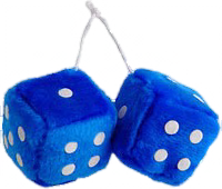 3" X 3" Classic Blue Fuzzy Dice