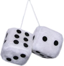 3" X 3" Classic White Fuzzy Dice